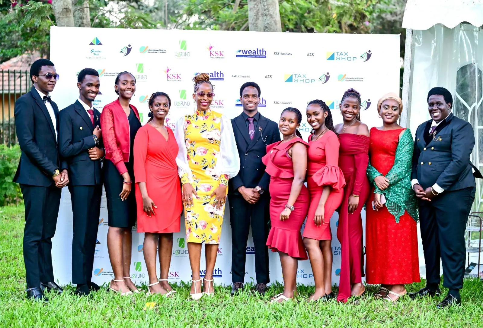 KSK Foundation guests and students in a group photo outdoors
